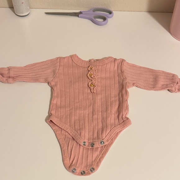 Adorable Pink Ribbed Kids Bodysuit - Picture 1 of 2